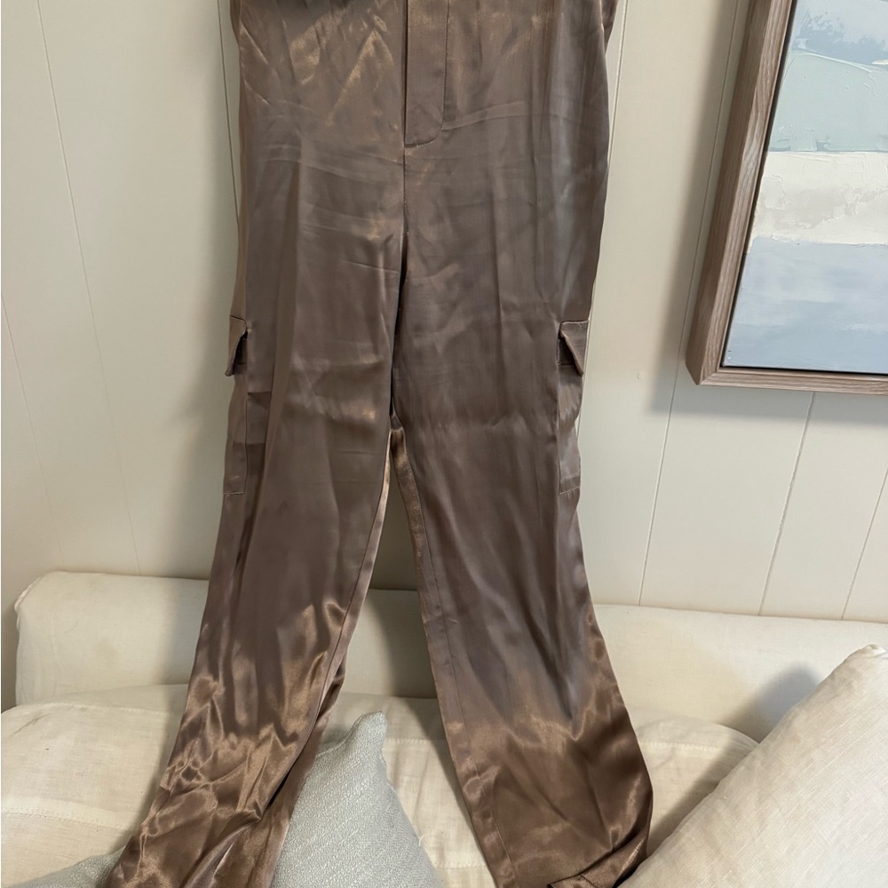 NIC+ZOE Shimmering Tan Satin Pants